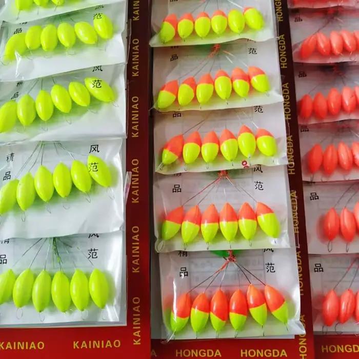Lot 480 perles flottantes mini ovale rouge jaune mix pour montages pêche flotteurs 7 étoiles