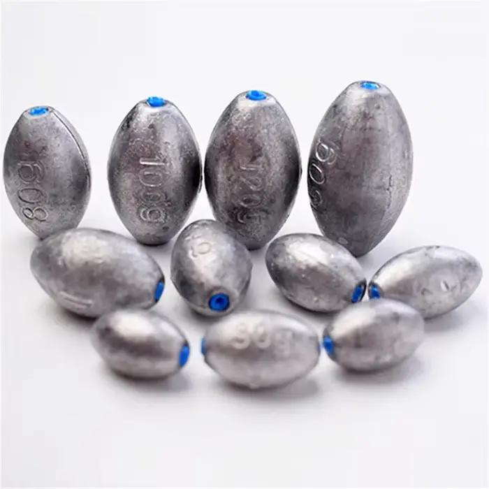 10 plombs olive creux avec bouchon plastique pour pêche au leurre - Poids 10 à 60g
