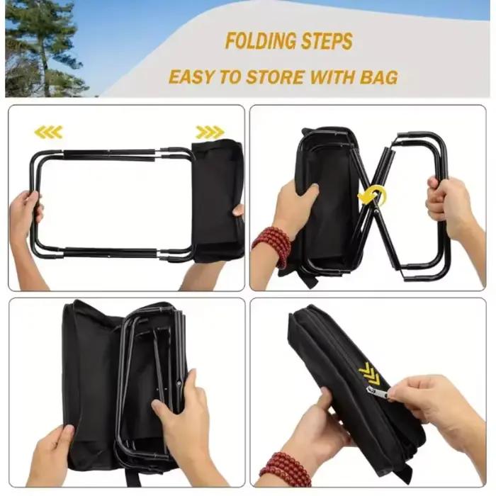 Tabouret pliant pêche avec fermetures réglables et structure métal durable camping randonnée