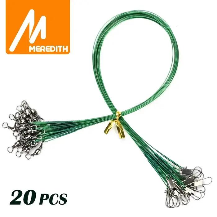 Fil d'acier anti-morsure MEREDITH 15-25cm avec émerillon pour leader de pêche résistant