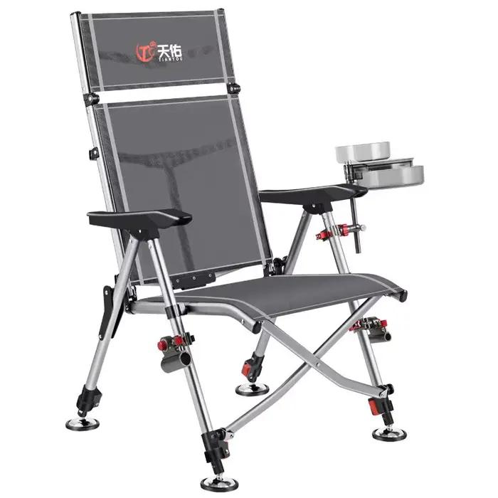 Chaise de pêche européenne en alliage d'aluminium pliante et portable pour pêche en eau douce