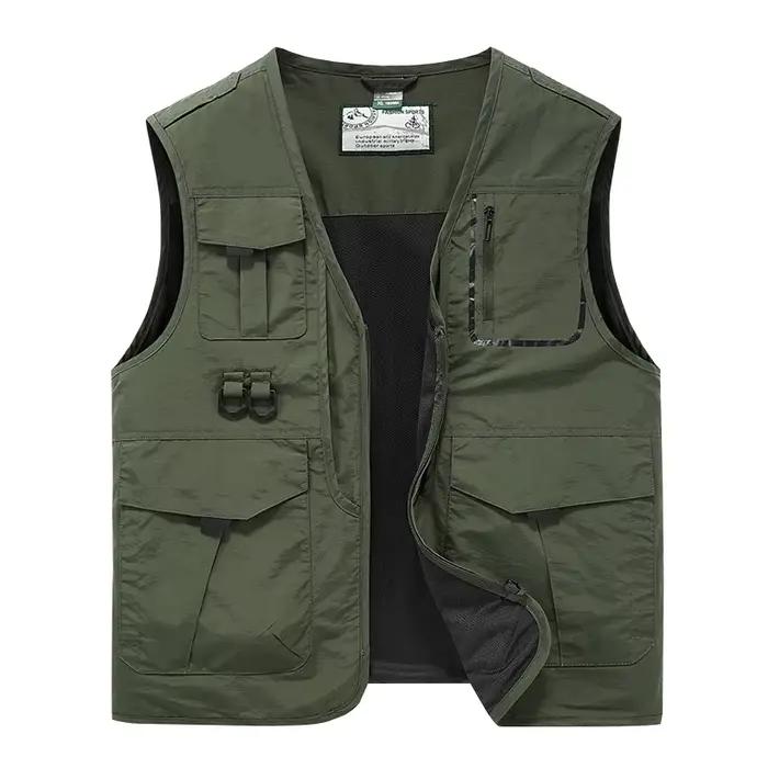 Veste pêche fonctionnelle homme grande taille - Multi-poches léger pour pêche et photographie