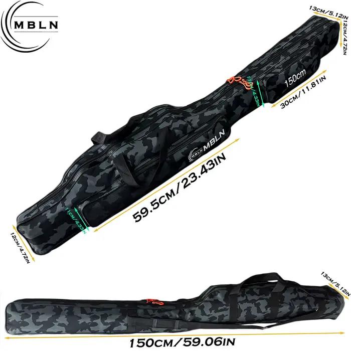 Sac pêche MBLN double couche pliable grande capacité 1.5m, sac à dos canne multi-fonctions rangement