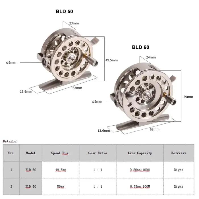 Moulinet fly fishing métal aluminium alliage pour lac eau salée - Tambour 1:1 pêche hiver glace