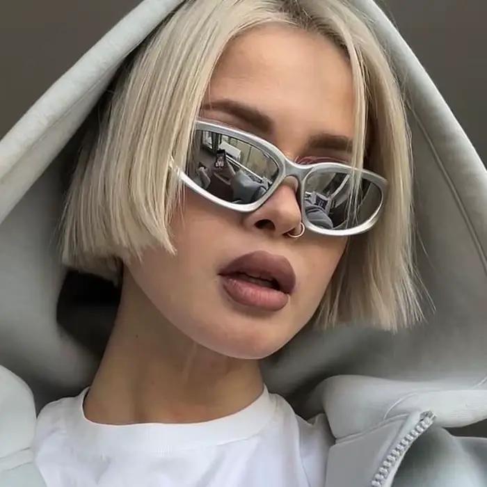 Lunettes de sport punk Y2K pêche - Design luxe vintage UV400 pour hommes et femmes