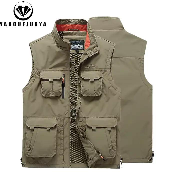 Veste sans manches multi-poches pour pêche printemps été 2024 couleur unie grande taille 6XL