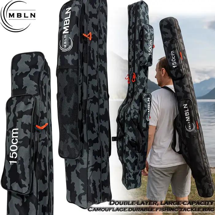 Sac pêche MBLN double couche pliable grande capacité 1.5m, sac à dos canne multi-fonctions rangement