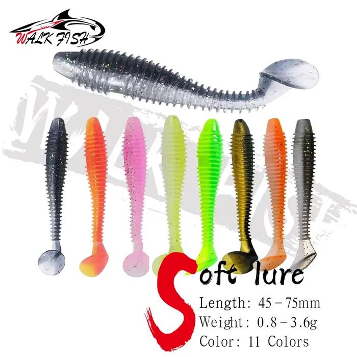 Leurre souple T-tail 10 pièces pour perche et poisson mandarin avec hameçon plombé appât vibrant deux couleurs