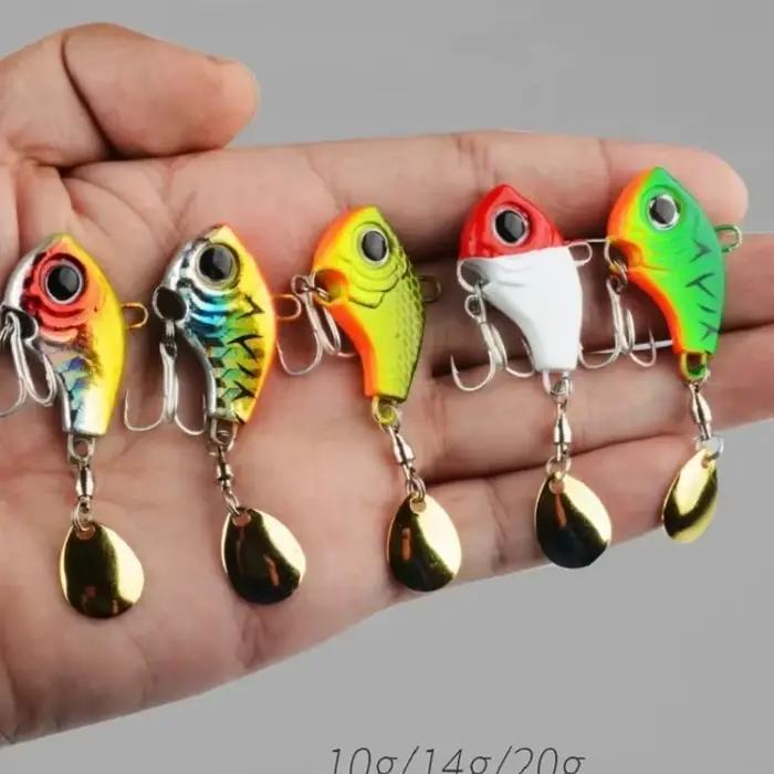 Kit 5 leurres métalliques BRAVMACK wobble rotatif avec paillettes - appâts durs pour pêche en mer