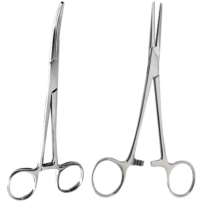 Pinces hémostatiques en acier inoxydable pour pêche - Pince chirurgicale à bout courbe/droit - Outil de précision