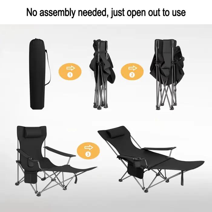 Chaise pliante pêche camping WOLTU avec repose-tête et repose-pieds réglables