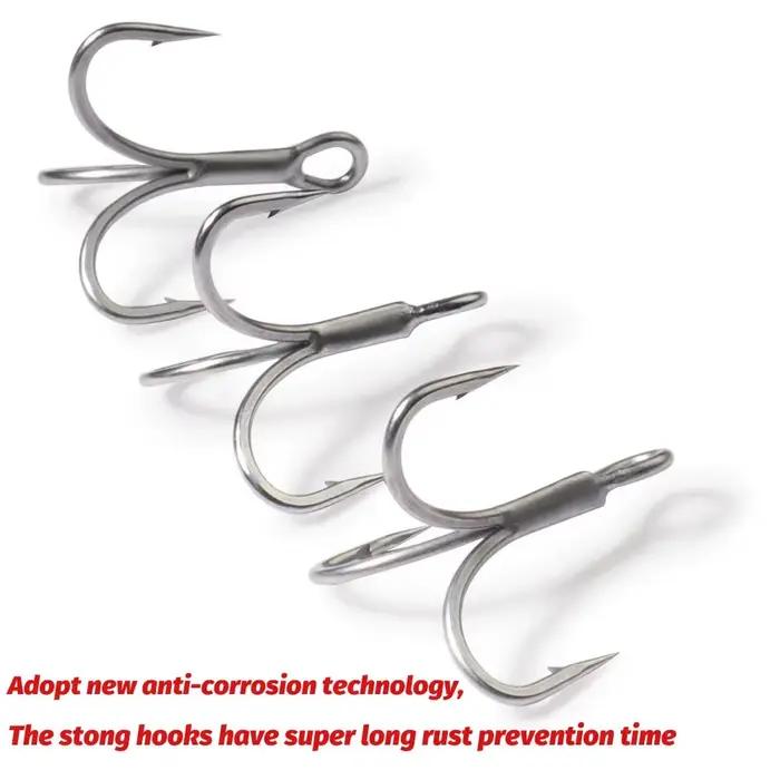 Hameçons triple GOBAIT 20 pièces acier carbone aiguisés 2 à 10 pour pêche - Nickelé anti-rouille
