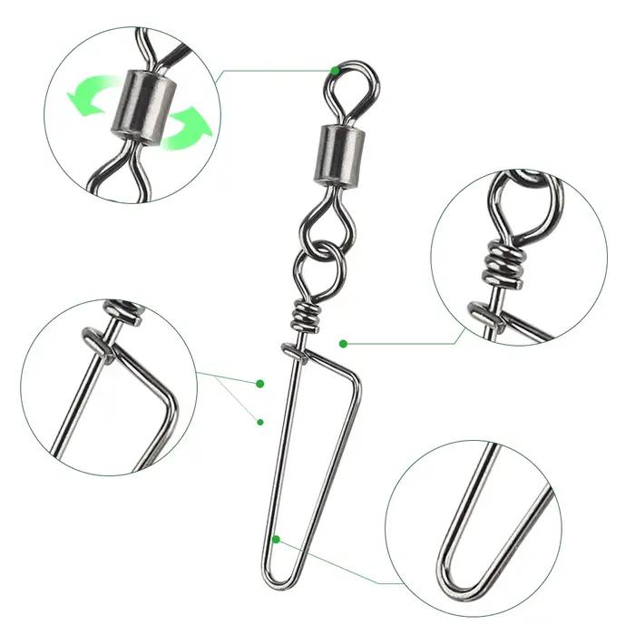 50 roulements à billes avec émerillons pêche à interverrouillage solide, pour leurres et hameçons - accessoires montage