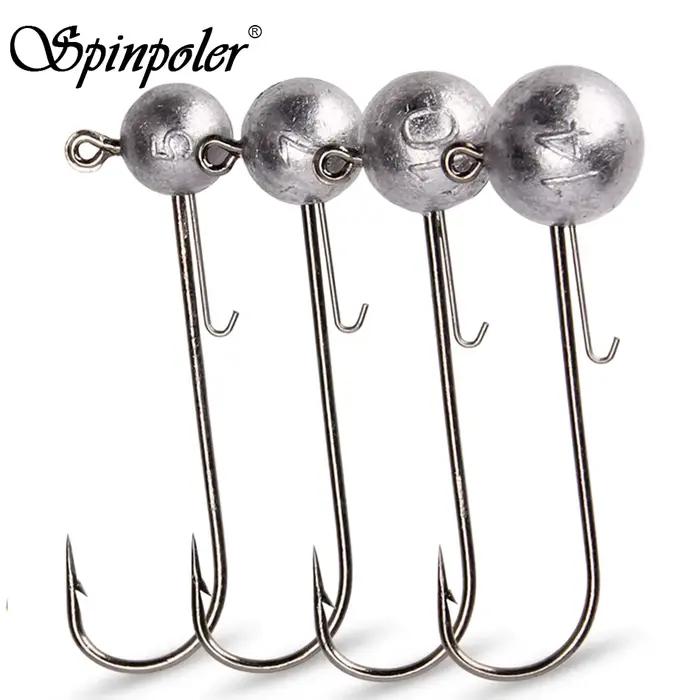 Têtes plombées Spinpoler 5g 7g 10g 14g longue tige acier carbone - Pour leurres souples vers appâts silicone pêche 4 pièces