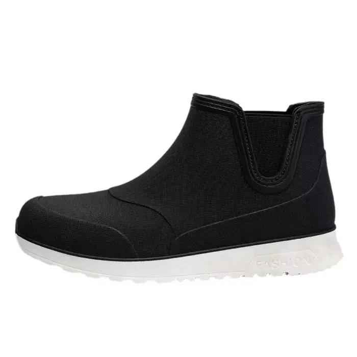 Bottes pluie homme PVC courtes antidérapantes pêche lavage auto extérieur semelle souple