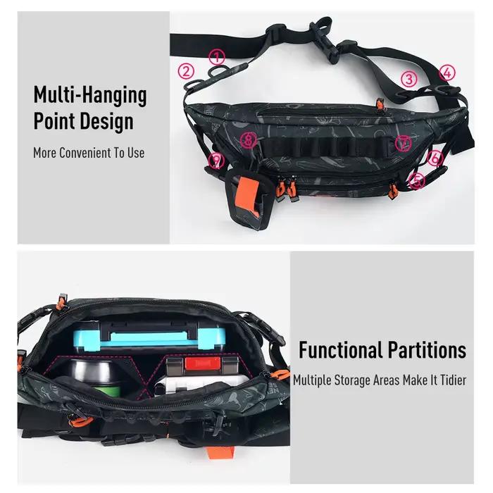 Sac banane pêche tactique multifonction étanche 20x11x11cm pour leurres et accessoires de pêche sportive