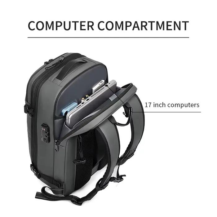 Sac à dos voyage homme compression 17 pouces pêche - Sac professionnel grande capacité étanche ordinateur