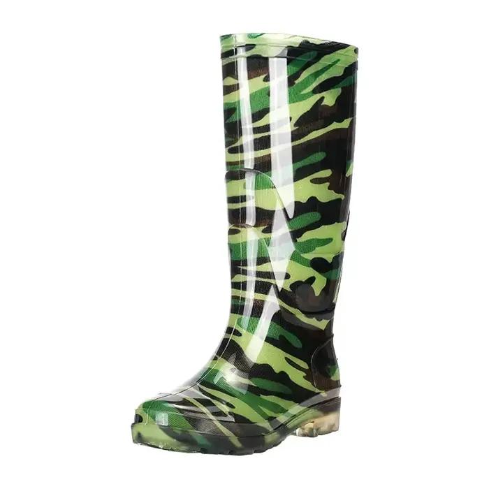 Bottes camouflage mi-mollet imperméables doublées polaire - Chaussures caoutchouc unisexes antidérapantes