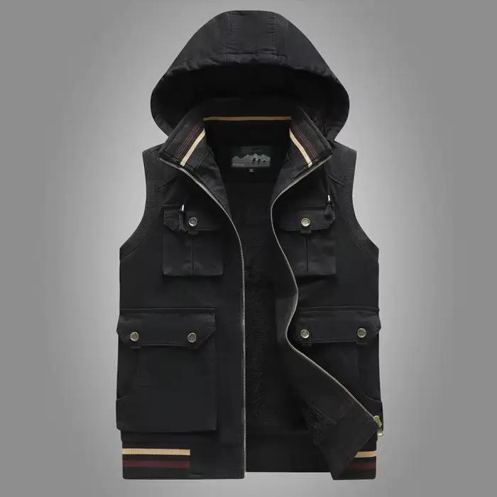 Gilet homme chaud en laine de mouton - Veste sans manches épaisse pour pêche hivernale et outdoor