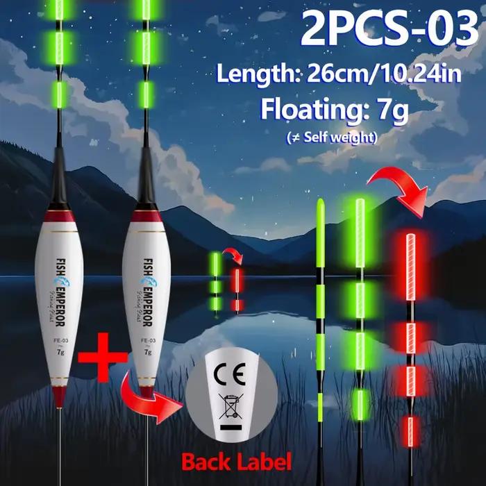 Flotteur électronique intelligent à changement de couleur - 2 pièces LED pour pêche carpe et rockfishing