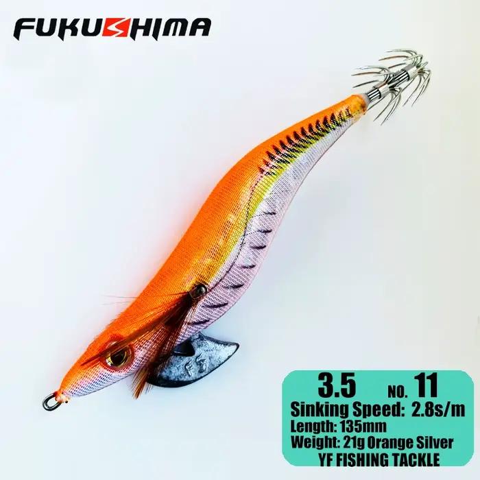 Leurre Egi Fukushima 2-3.5 pour Calamar et Seiche, Appât Crevette Fluorescent avec Hooks Aiguisés 21g Pêche