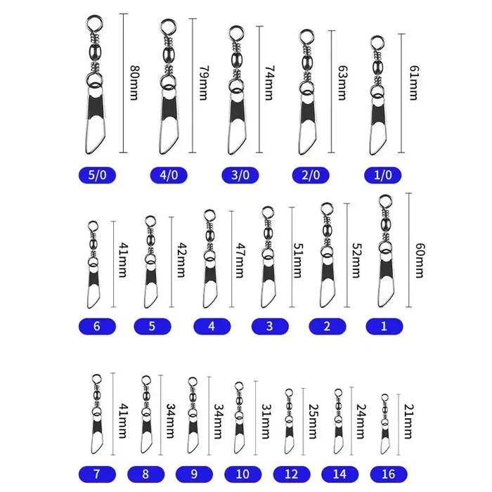 Lot de 50 émerillons à roulement à billes - Connecteurs rapides pour leurres et montages
