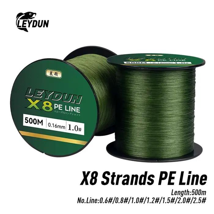 Ligne pêche LEYDUN 500m micro nouvelle 8 brins tressée PE japon lisse multifilament mer carpe