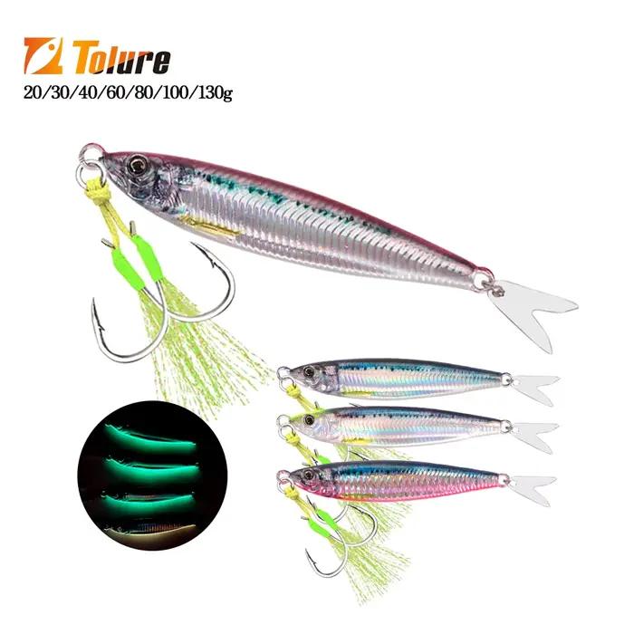 Leurre métal vertical TOLU 2024 coulant rapide 20g-130g pour pêche au lancer depuis le rivage en mer