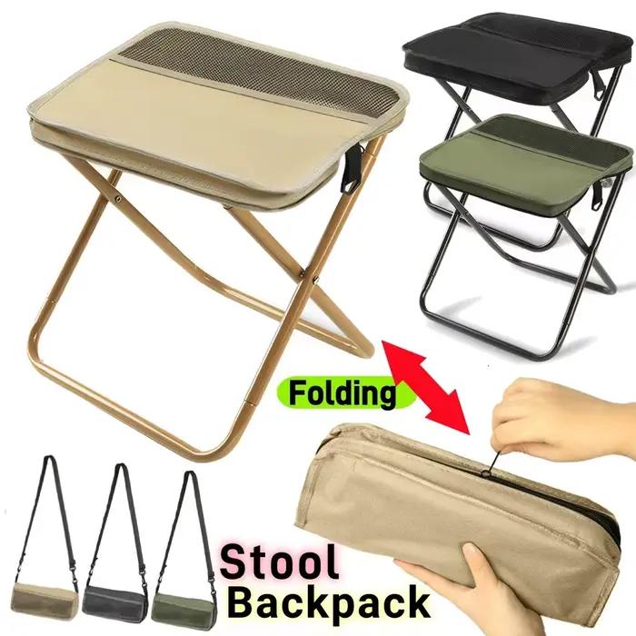 Tabouret pliant pêche et camping - Style sac à dos portable pour randonnée pêche