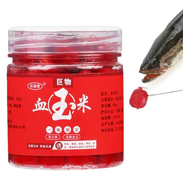 Appât concentré maïs sang 80g - Attractant rouge pour perche, silure, carpe et gardon - Accessoire pêche