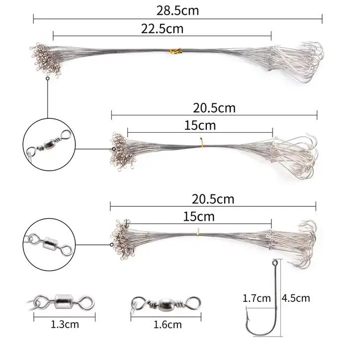 Bas de ligne anti-morsure acier 15cm avec émerillon - accessoire pêche résistant aux dents de poissons