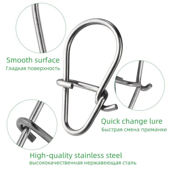 100 pièces snaps pêche acier 304 DNDYUJU émerillons roulants pour connecteurs leurres et accessoires