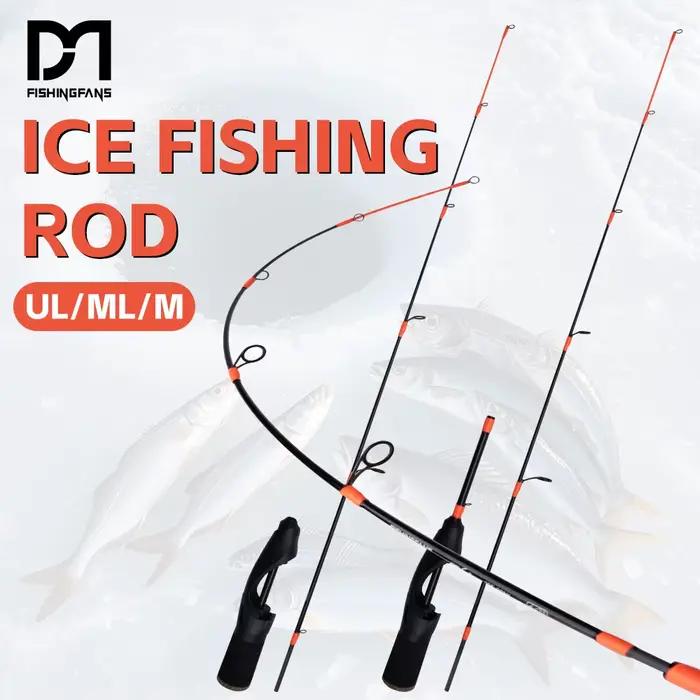 Canne pêche glace portable carbone hiver 24'' UL 30'' M pointe sensible télescopique hiver