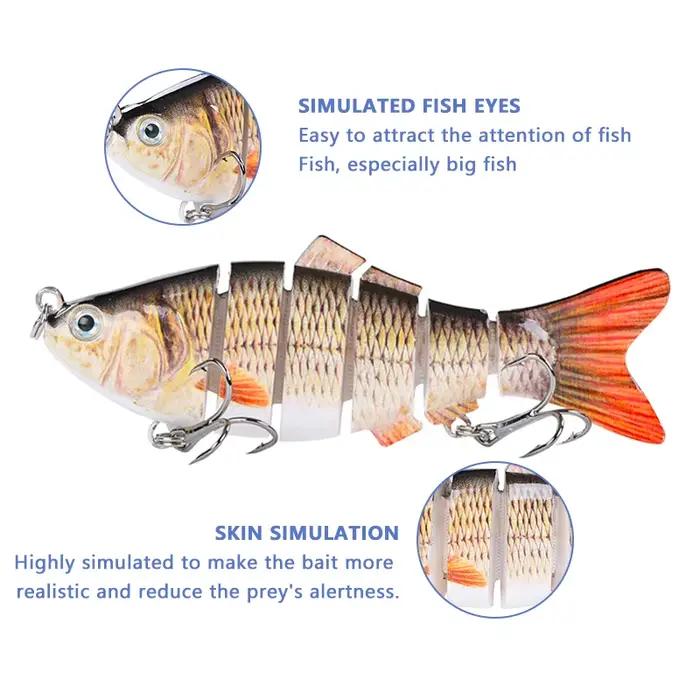 Leurre dur articulé bionique 6 segments 10 cm, leurre plongeant crankbait pour pêche en mer