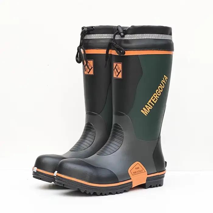Bottes de pluie caoutchouc anti-dérapantes unisexes pour pêche, chasse, randonnée et travail
