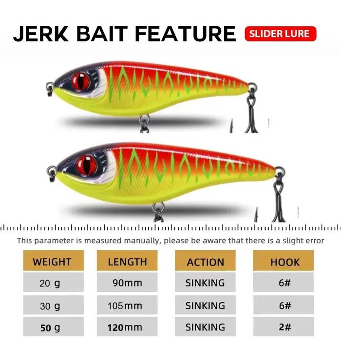 Leurre jerkbait Tsuyoki 90mm-105mm sinking - Crankbait sonore pour pêche lente du brochet et sandre