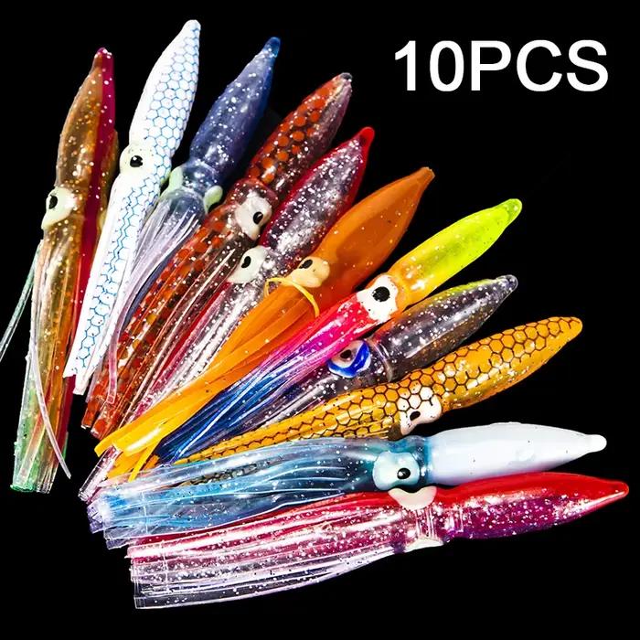 10 leurres souples pieuvre 8cm pour la pêche au thon et voilier, appâts artificiels en lot de 10