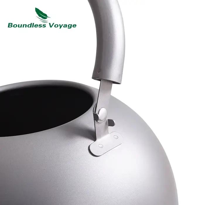 Bouilloire en titane ultralégère 2 litres pour randonnée et pêche pot d'eau extérieur grand bec avec buzzer sécurité