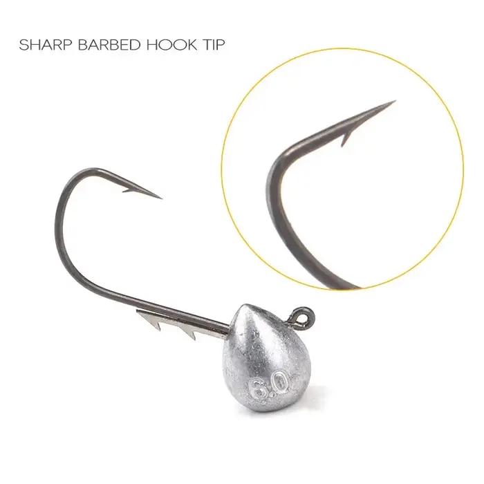 5 têtes plombées avec hameçons barbelés pour truite et petits poissons - leurres souples assortis