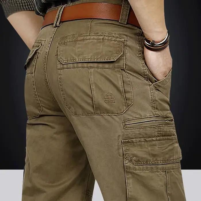 Pantalon cargo homme 100% coton multiples poches qualité premium pour pêche confortable été