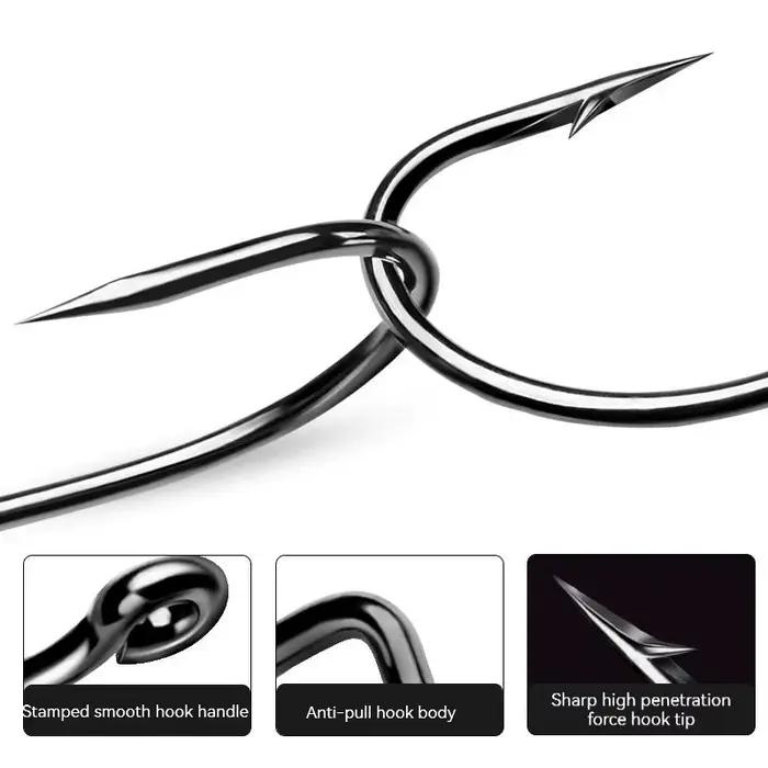 10 hameçons offset pour leurres souples - acier haute carbone pour silure et bass fishing