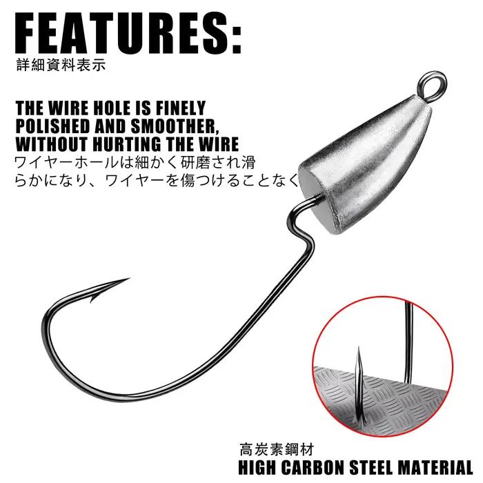 Hameçon plombé Jig Head Root Original pour leurres souples, pêche du bar et rockfish de 1.75g à 120g
