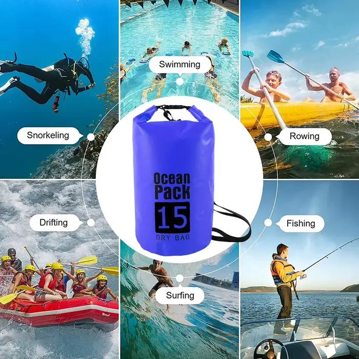 Sac étanche 2L à 10L pour rafting kayak randonnée aquatique pêche navigation flottant