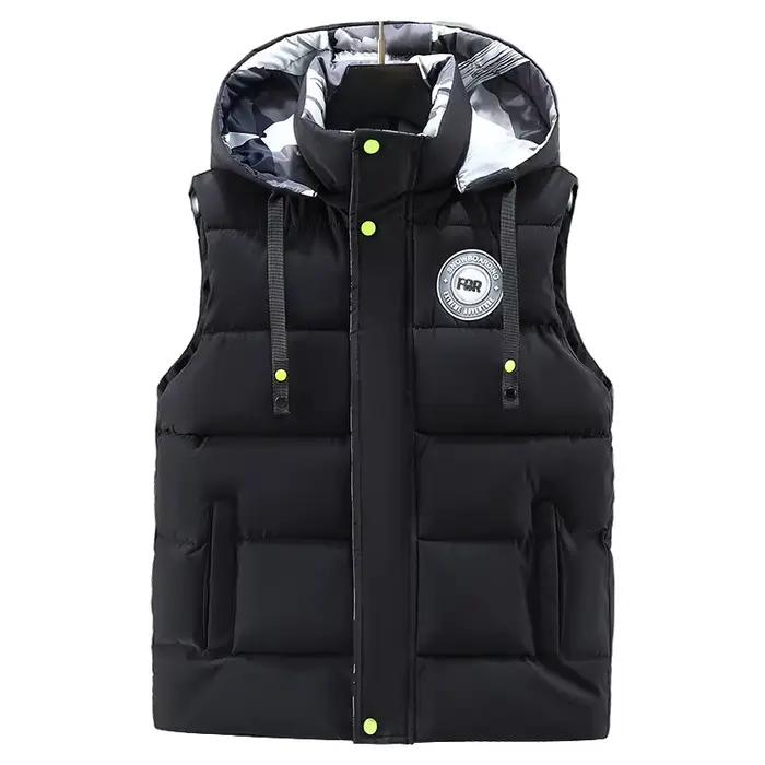 Veste sans manches chaude homme avec capuche pour l'hiver léger plus taille travail décontracté
