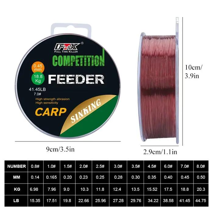 FTK fil nylon super résistant 150M 300M fluorocarbone 0.14-0.50mm pour pêche carpe 15.35-44.75LB
