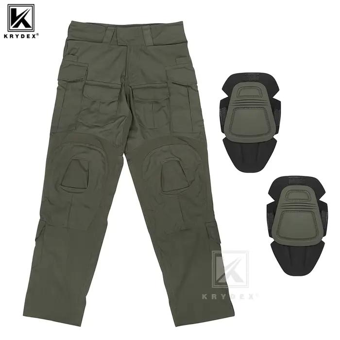 Pantalon combat G3 KRYDEX pêche outdoor genouillères tactique rayures tigre kaki