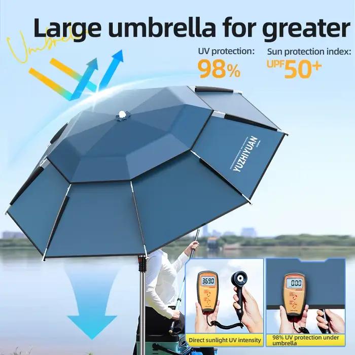 Parapluie de pêche pliant UPF 50+ YUZHIYUAN avec ancre à sable et ventilation portable