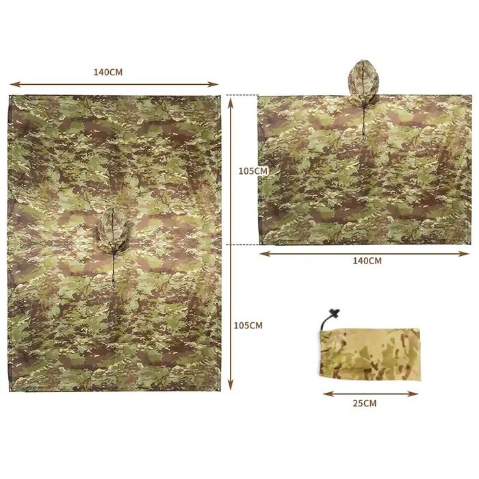 Poncho tactique pêche pluie - Protection imperméable discrète activités pêche