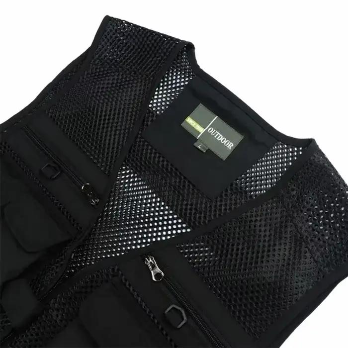Veste de pêche sans manches homme multi-poches respirante mesh pour été et randonnée