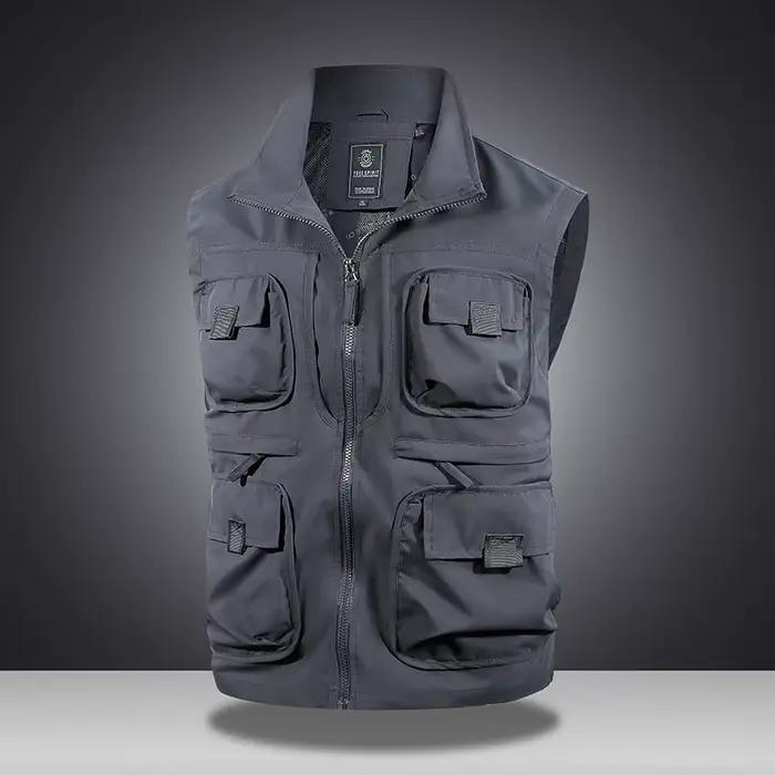 Veste sans manches homme multifonction pêche travail printemps automne respirante à poches multiples